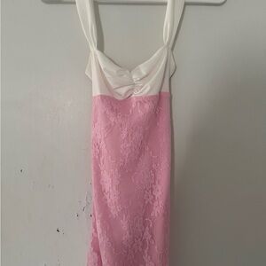 Lucy in the Sky Pink and White Lace Slip